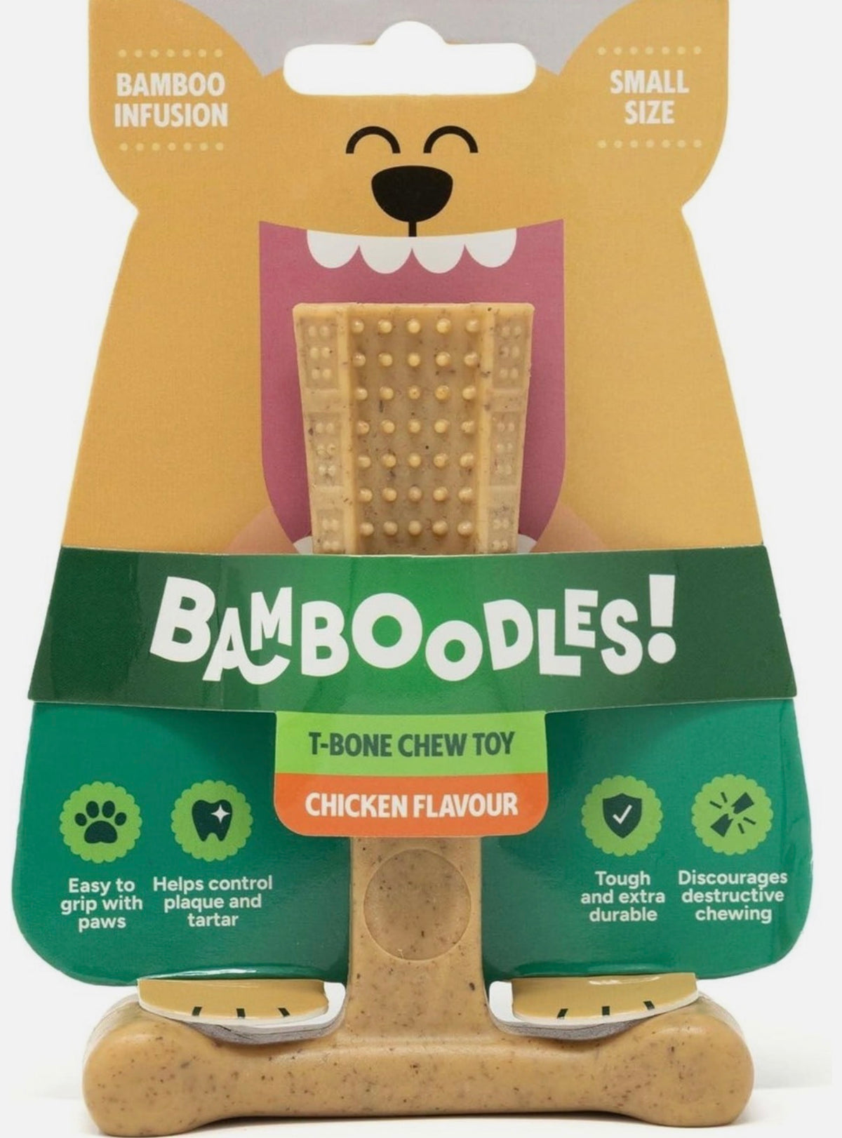 Bamboodles T-Bone Dog Chew Toy – Small | Chicken Flavour UK