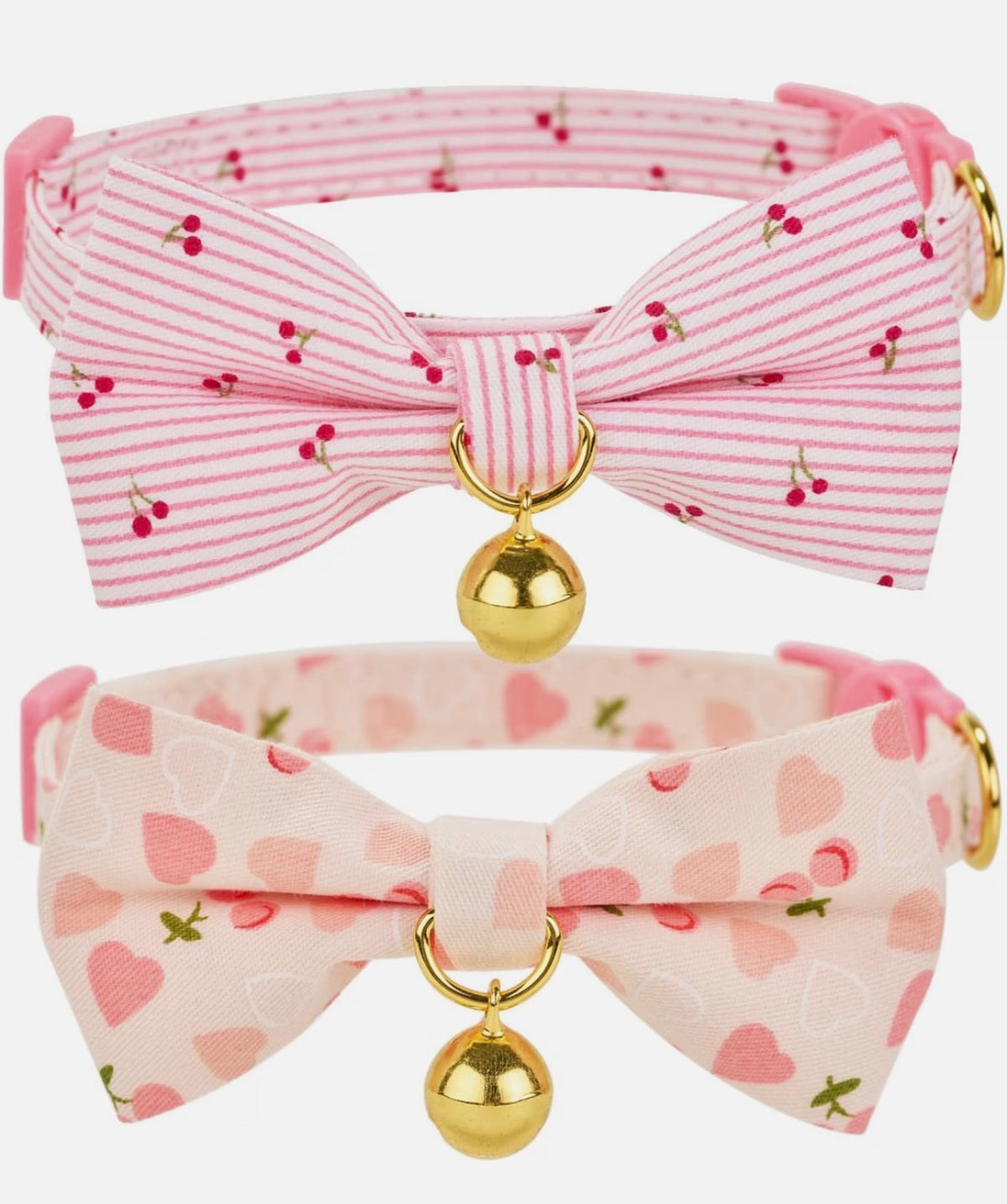 YUDOTE 2 Pack Cat Collars with Bow Tie & Bell – Adjustable Breakaway Kitten Coll
