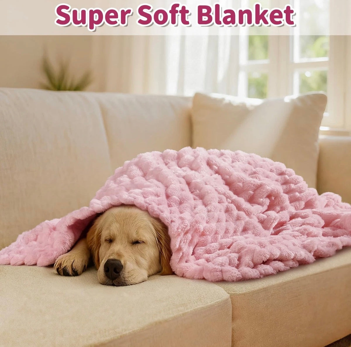 Baodan Dog Blanket – 100 x 80 cm Pink Soft Fleece Pet Throw for Dogs & Cats