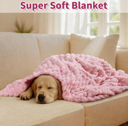 Baodan Dog Blanket – 100 x 80 cm Pink Soft Fleece Pet Throw for Dogs & Cats