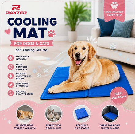 Raxter Cooling Mat for Dogs & Cats, Self-Cooling Gel Pad, Foldable