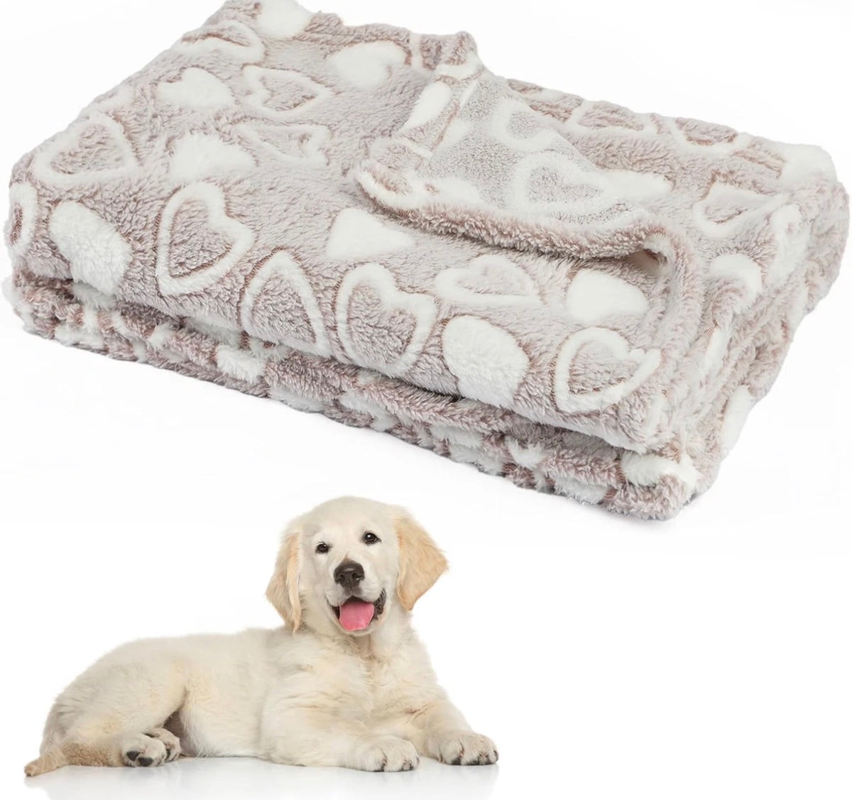 Neerow Dog & Cat Blanket – 100 × 80 cm, Khaki Fluffy Fleece Pet Blanket