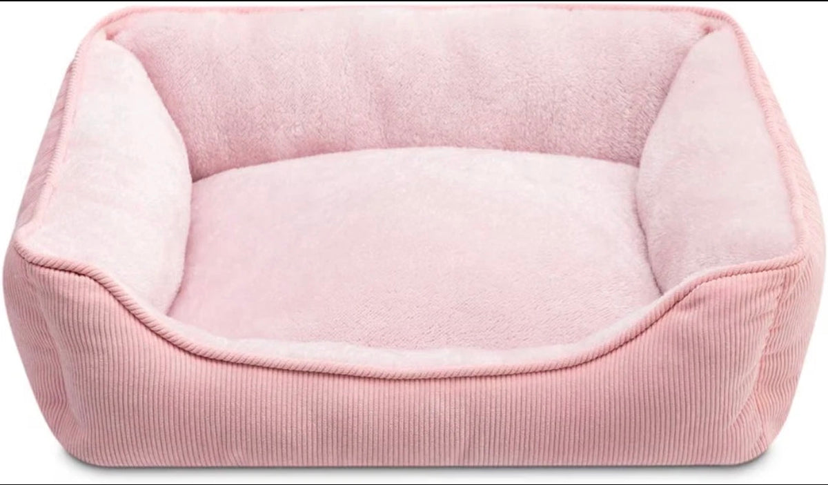 Hollypet Cat & Small Dog Bed – Soft Pink Sleeping Cushion, 50 x 45 x 15 cm