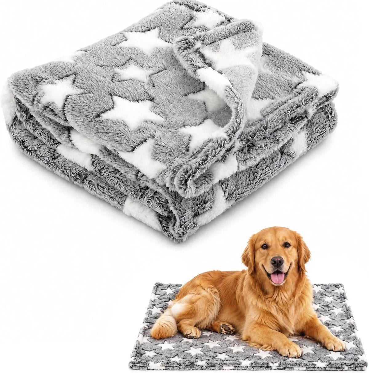 Neerow Dog & Cat Blanket – 100 × 75 cm, Grey Fluffy Fleece Pet Blanket