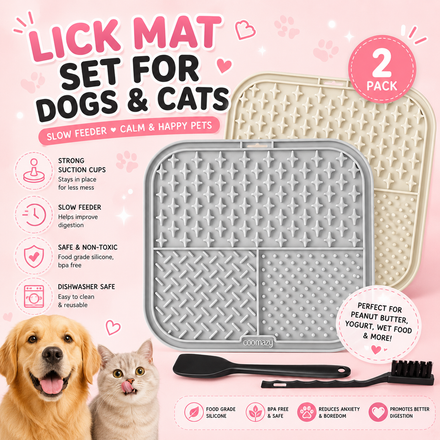 Coomazy Lick Mats for Dogs 2 Pcs Dog Slow Feeding Lick Mat with Suction Cup