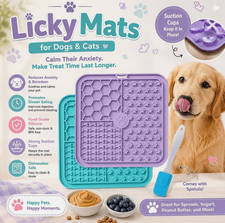 Licky Mats for Dogs and Cats, Premium Lick Mats with Suction Cups for Dog Anxiet