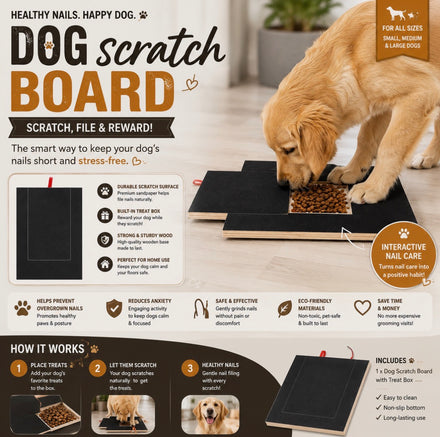 Wooden Dog Nail Scratch Board with Treat Box Interactive Nail Trimming Training