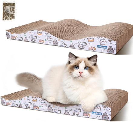 Nobleza 2 Pack Cardboard Cat Scratchers – 44.5 x 21 x 7.2 cm