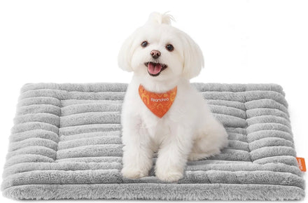 Feandrea Dog Bed Mat – M, 60 x 45 cm, Dove Grey Plush Faux Rabbit Fur