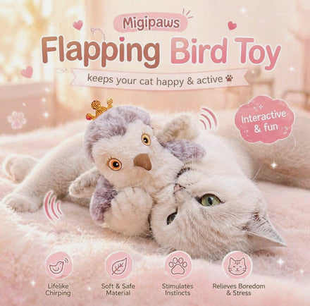 Migipaws Cat Toys Flapping Bird (No Flying) Lifelike Sandpiper Royale Chirp