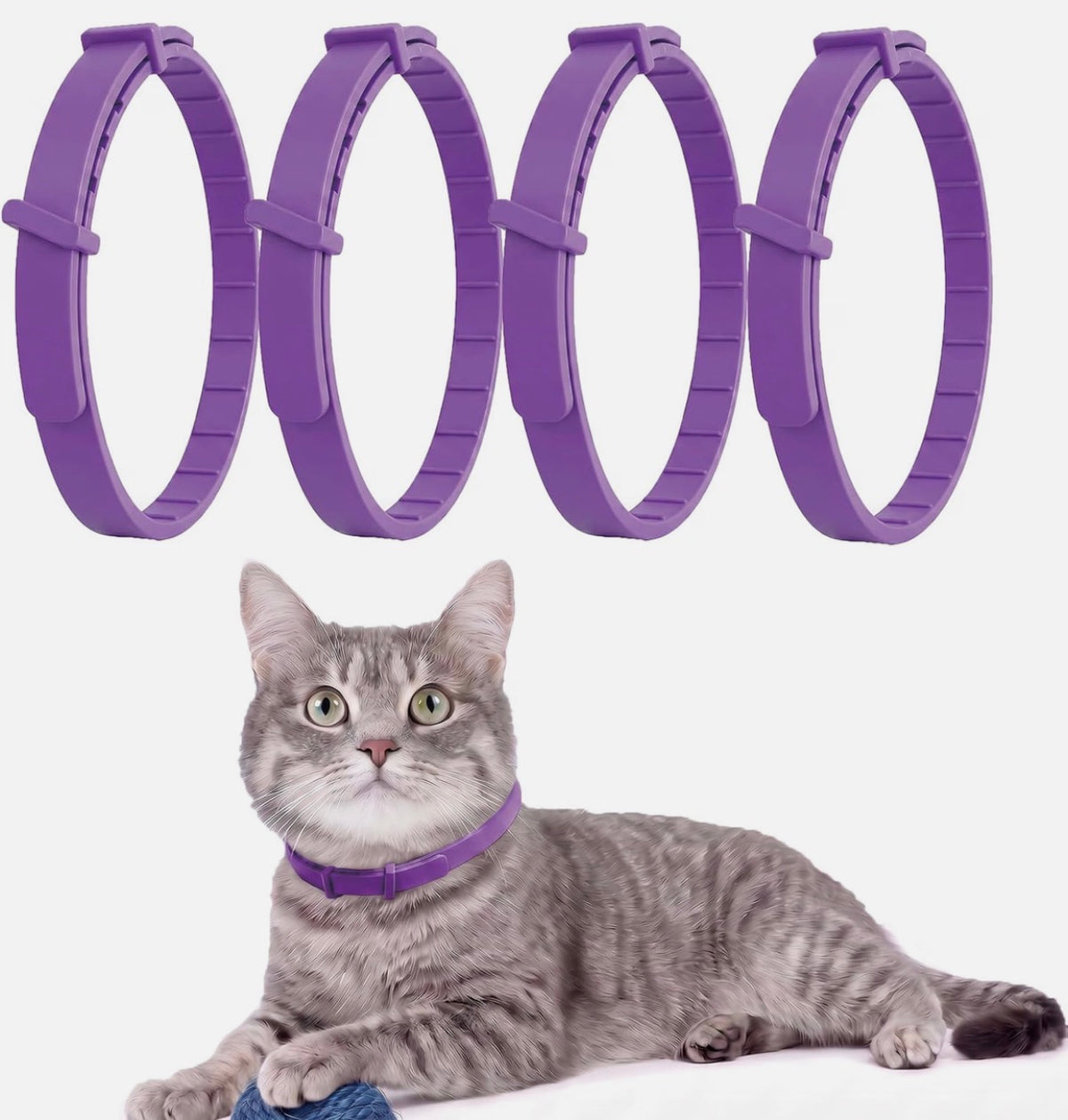Kaelorae 4 Pack Cat Calming Collars – Purple Adjustable Breakaway Collars, 30Day