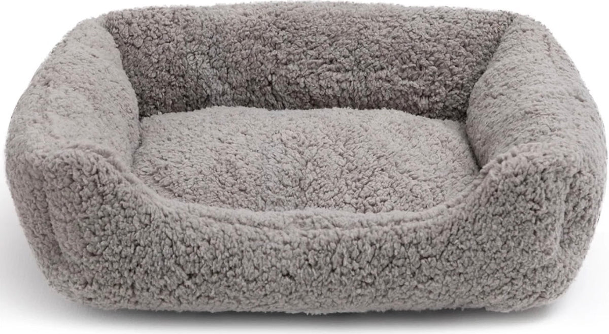 Hollypet Sherpa Fleece Cat & Small Dog Bed – Light Grey, 50 x 45 x 15 cm