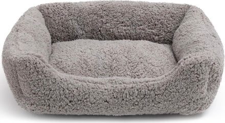 Hollypet Sherpa Fleece Cat & Small Dog Bed – Light Grey, 50 x 45 x 15 cm