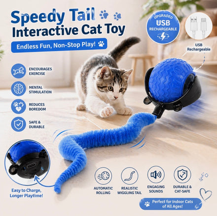 Speedy Tail Cat Toy, Interactive Toy for Indoor Cats blue color