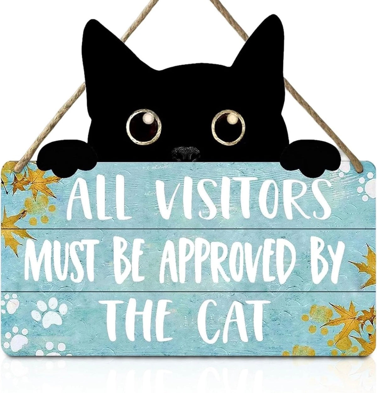 Clyrax Funny Black Cat Welcome Wood Plaque – 23 x 21 cm Charming Black Cat Theme