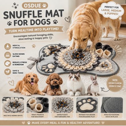 OSDUE Snuffle Mat for Dogs, Dog Snuffle Mat, Pet Slow Feeding Mat Encourages