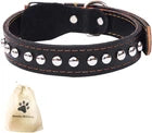 SweetyMooMoo Genuine Leather Dog Collar – Large, Black, 40–53 cm
