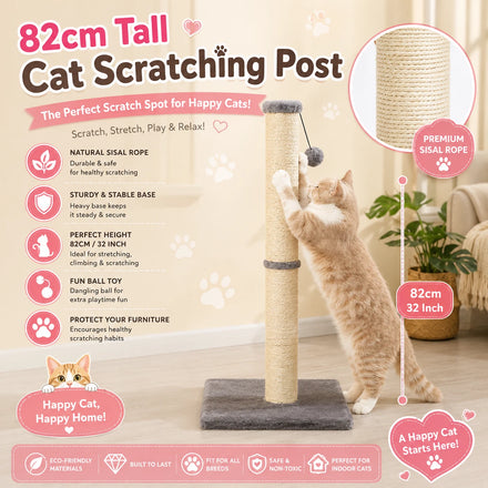 82cm Tall Cat Scratching Post Scratch Post with Sisal Rope for Large Indoor Cats
